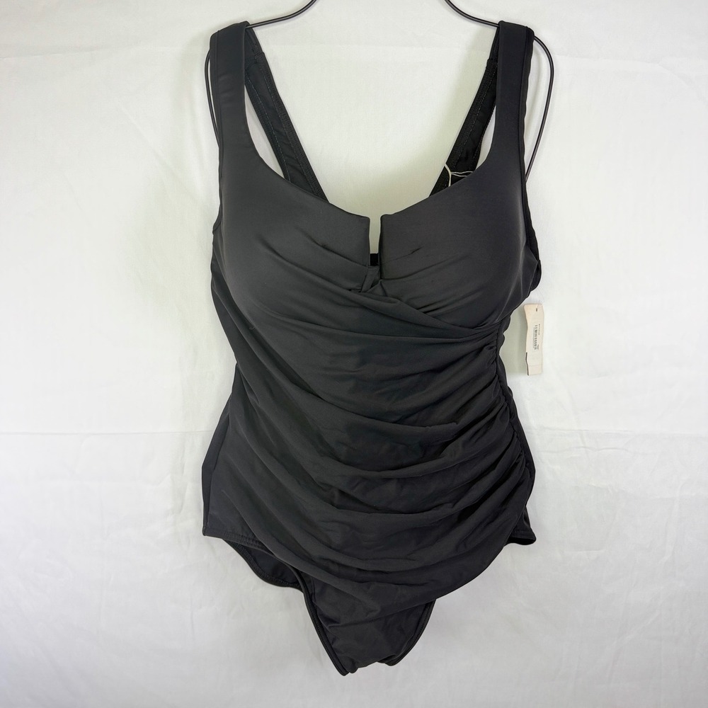 Miraclesuit Escape One Piece Swimsuit Womens 18W Black Ruched Underwire 365566W